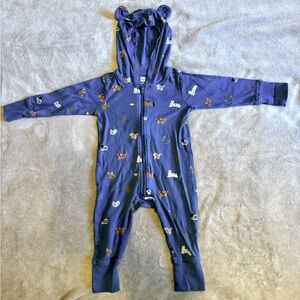 Boys/unisex 6-9 months Tea Collection Bears Ear Hooded Baby Romper with animals